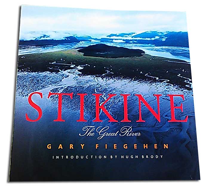 A book cover with a photo og a river and mountains. Text on the image says "Stikine. The Great River. Gary Fiegehen. Introduction by Hugh Brody." End of image description.