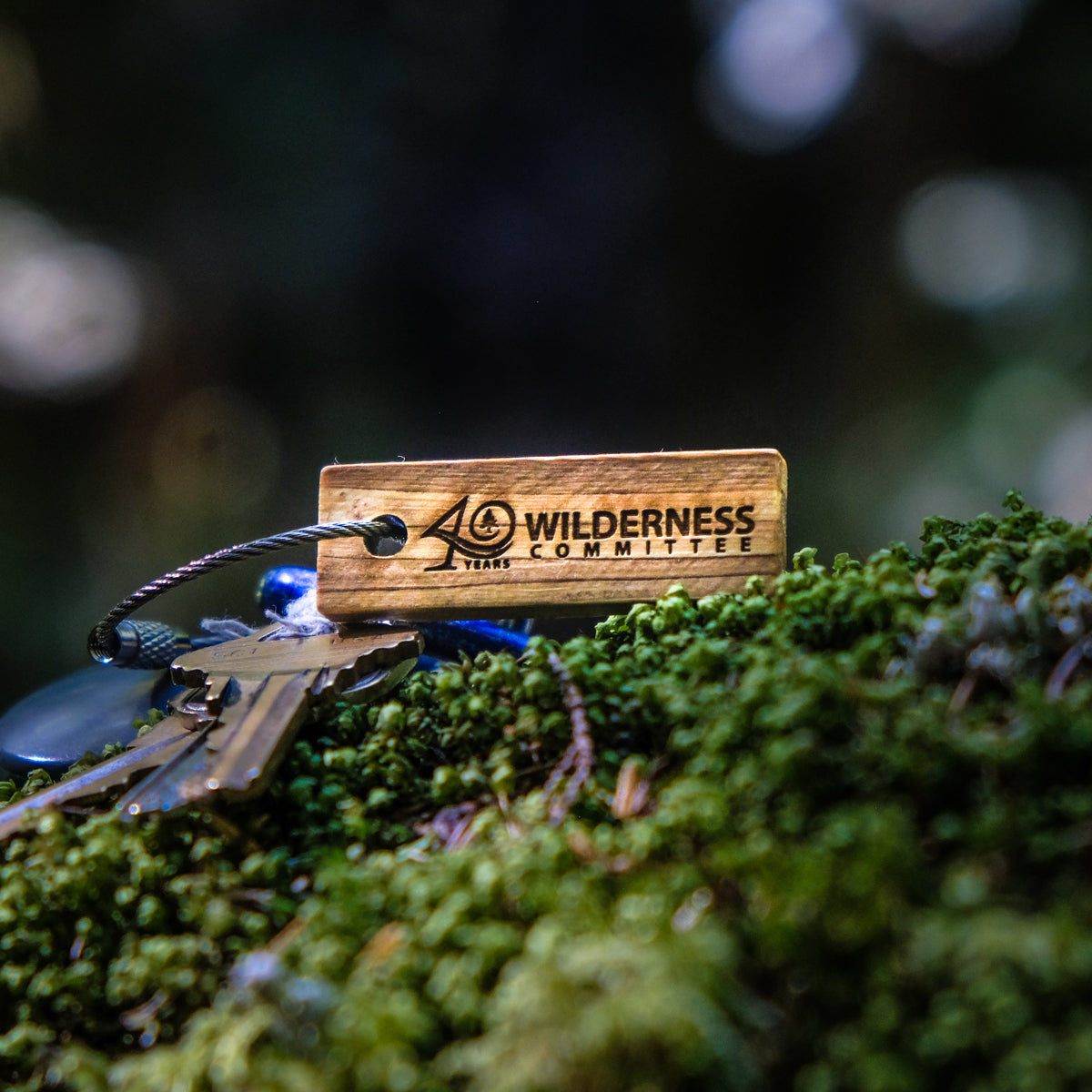A keychain with the Wilderness Committee logo. End of image description.