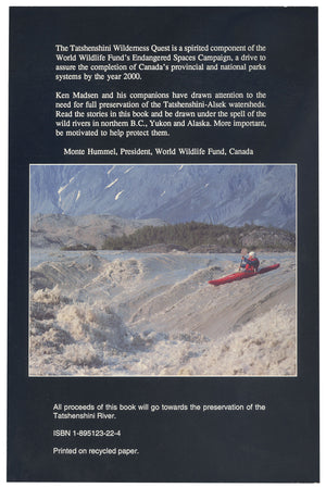 A person white water rafting. There is a summary of the book. End of image description.